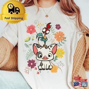Disney Moana 70s Style Floral Pua And Hei Retro Movie Birthday Unisex T-Shirt